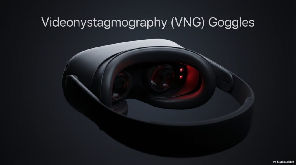 Educational slide explaining VNG (Videonystagmography) for vertigo diagnosis — part of the Vestibular Diagnostic Arsenal series by Dr. Prateek Porwal