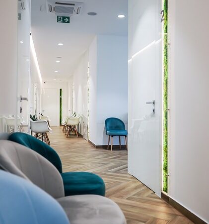 Modern clinic waiting room with comfortable seating and natural decor — migraine prophylaxis | Dr. Prateek Porwal, ENT