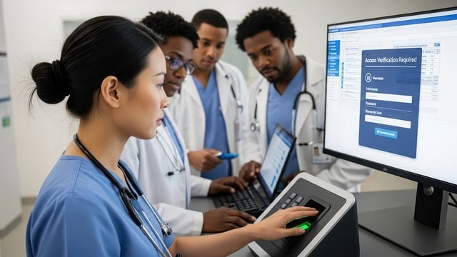 Medical professionals gathered around a computer screen and biometric scanner — perilymph fistula | Dr. Prateek Porwal, ENT