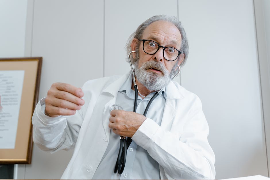 Doctor with stethoscope looking surprised at camera — vertigo meaning in hindi | Dr. Prateek Porwal, ENT