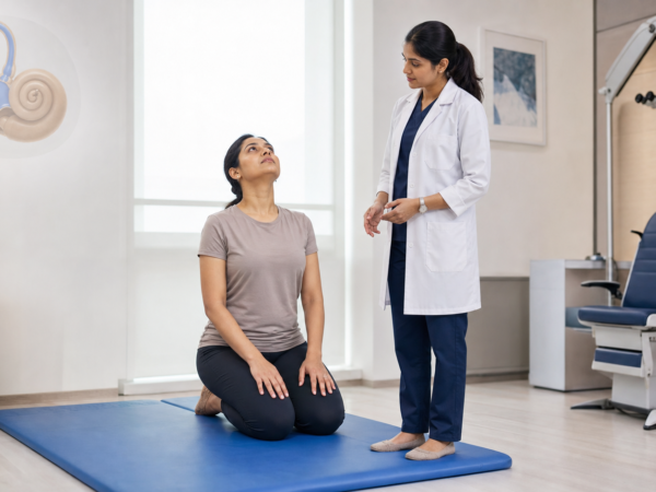 Half somersault maneuver starting position supervised by an ENT clinician