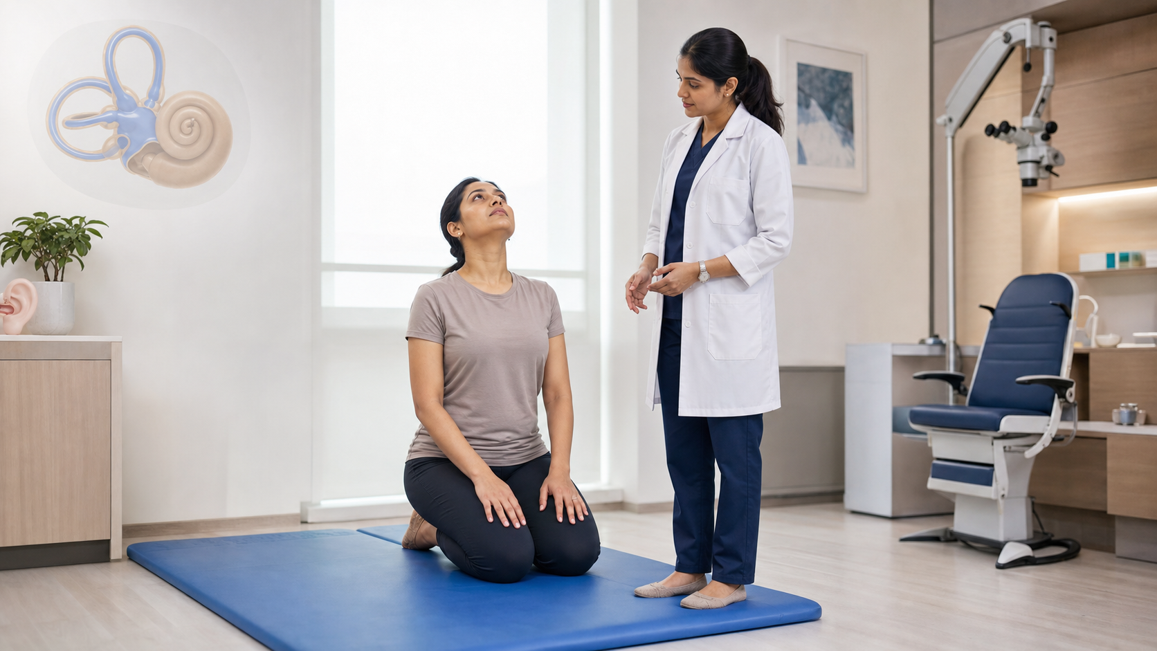 Half somersault maneuver starting position supervised by an ENT clinician