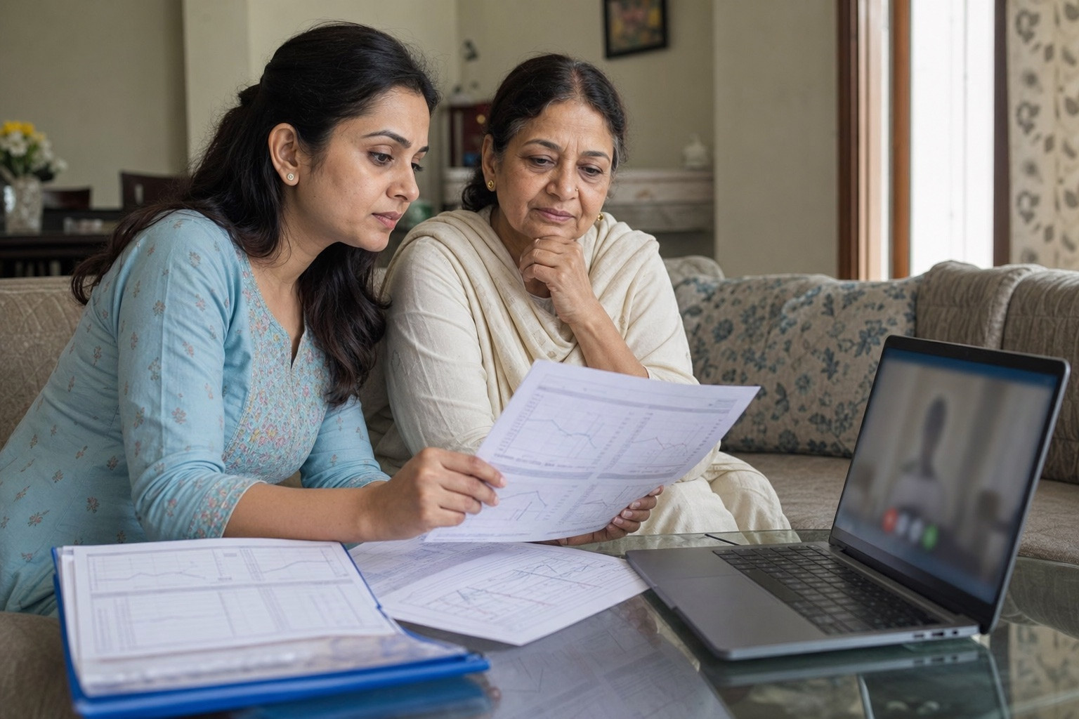 ENT specialist Lucknow online report review with a patient and family member discussing hearing records