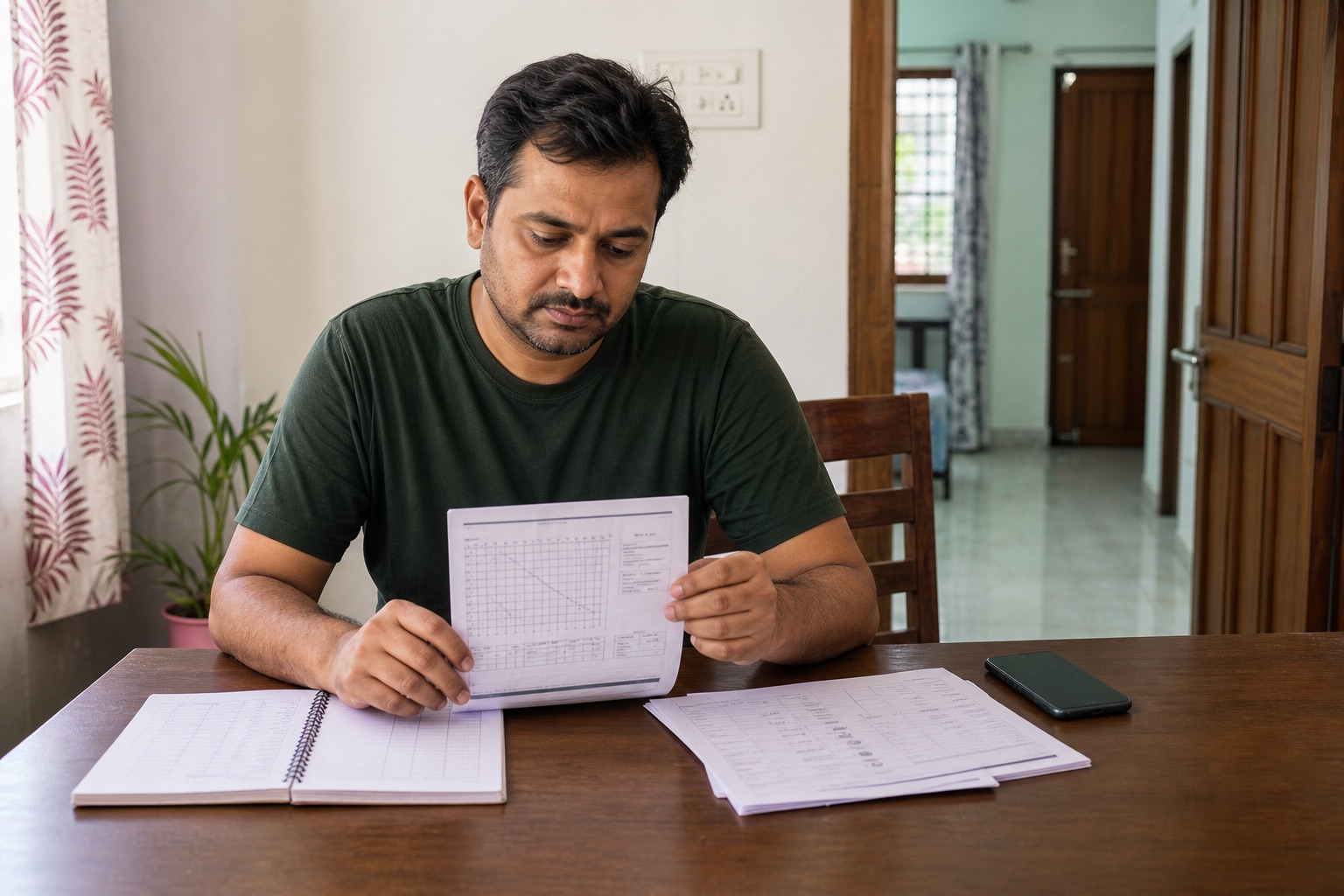Etawah patient reviewing hearing reports and a symptom diary before an ENT consultation