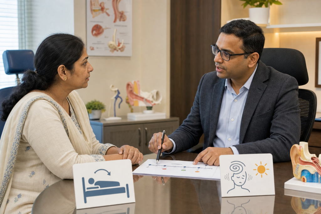 BPPV vs vestibular migraine history reviewed by an ENT clinician with an Indian patient