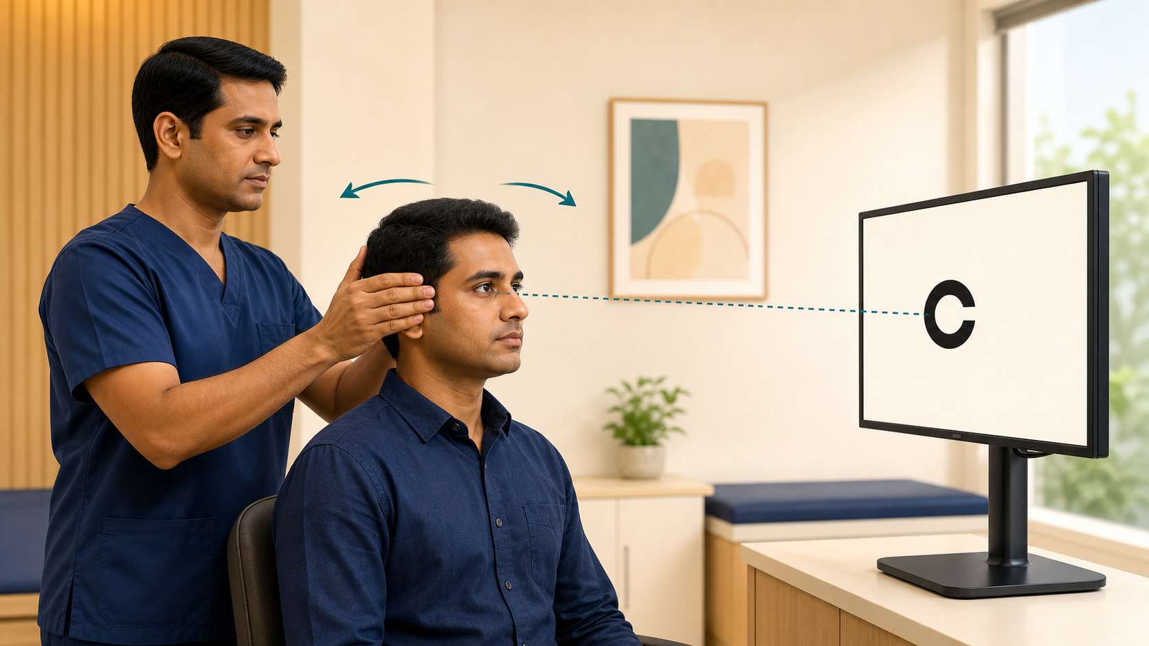 Functional gaze stability during fHIT with an Indian patient identifying a Landolt C