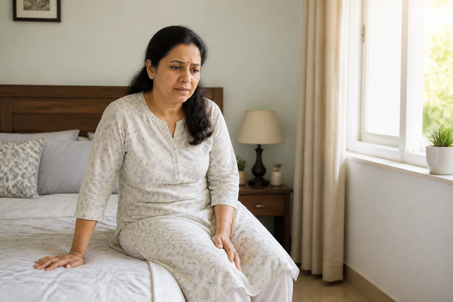 कान के पत्थर BPPV में बिस्तर से उठते समय positional dizziness वाली भारतीय महिला